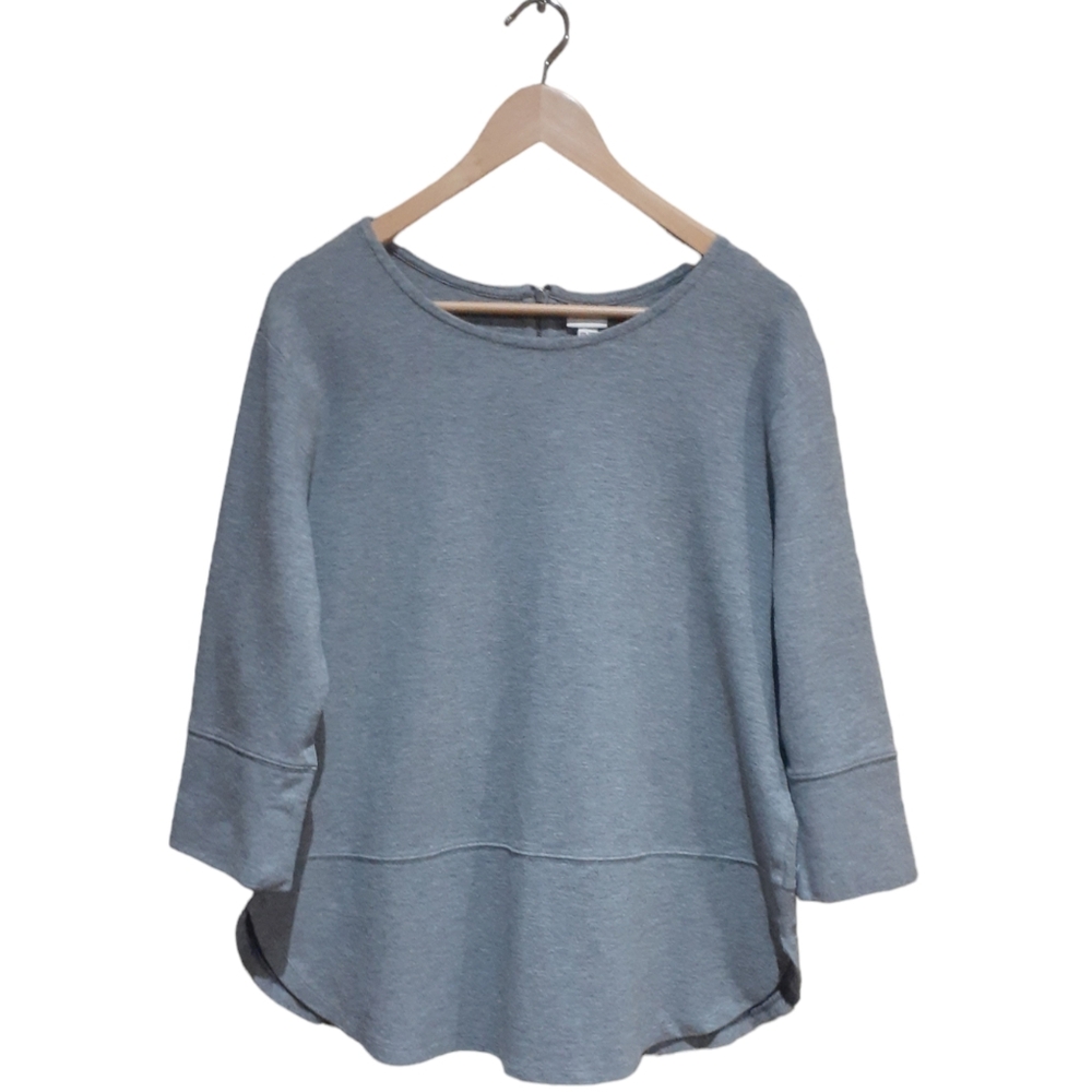 Merona Women's Sweater Gray 3/4 Sleeve Fleece Rounded Hem Size XXL